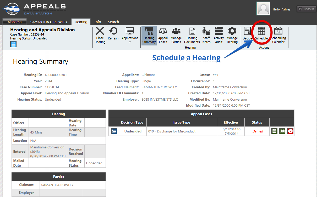 Scheduling Hearings
