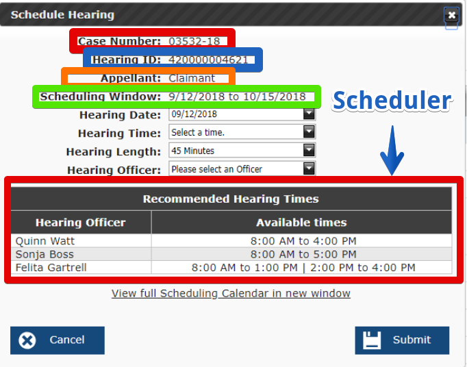 Scheduling Hearings